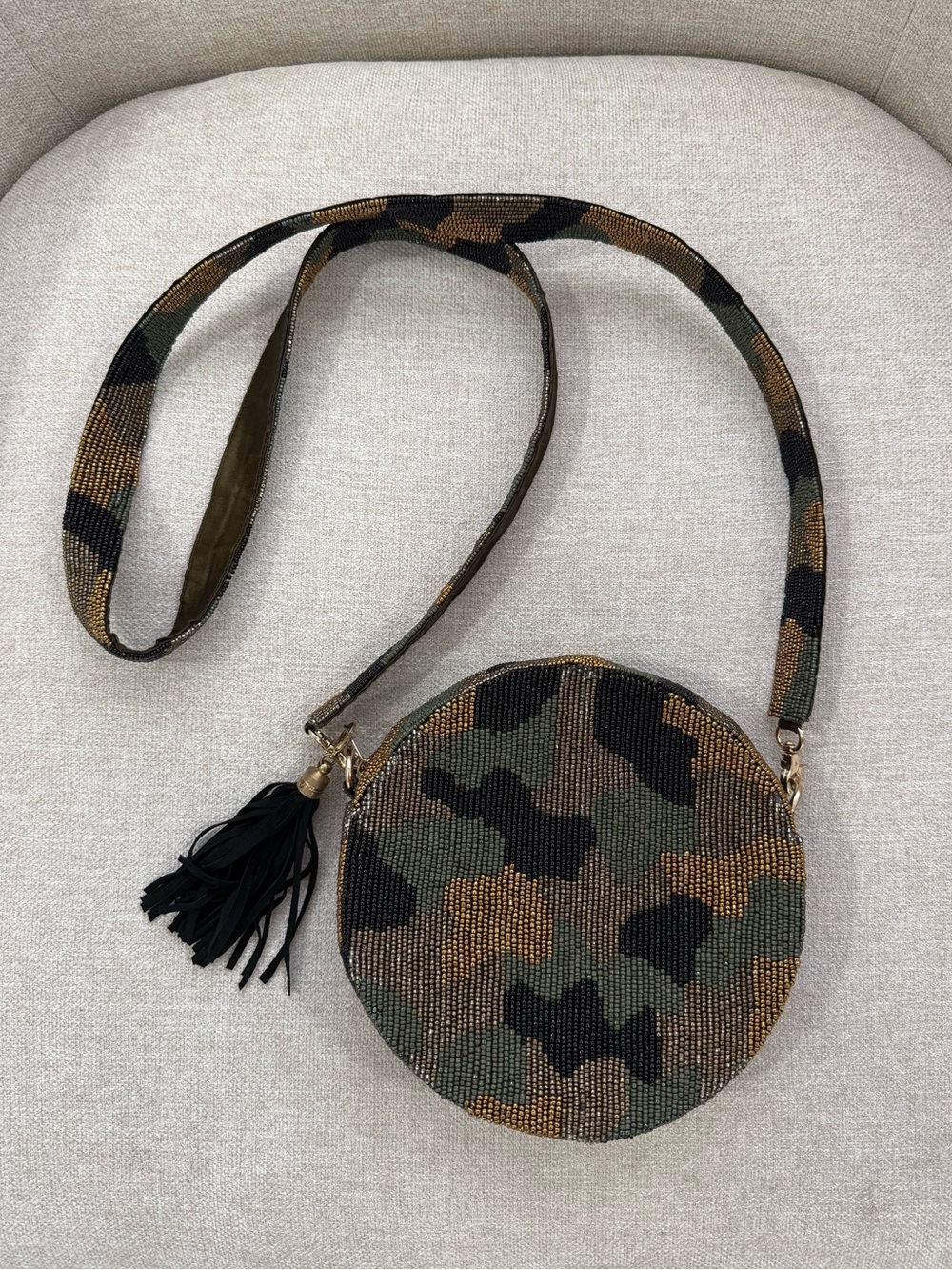 Moyna Beaded Camouflage Round Purse